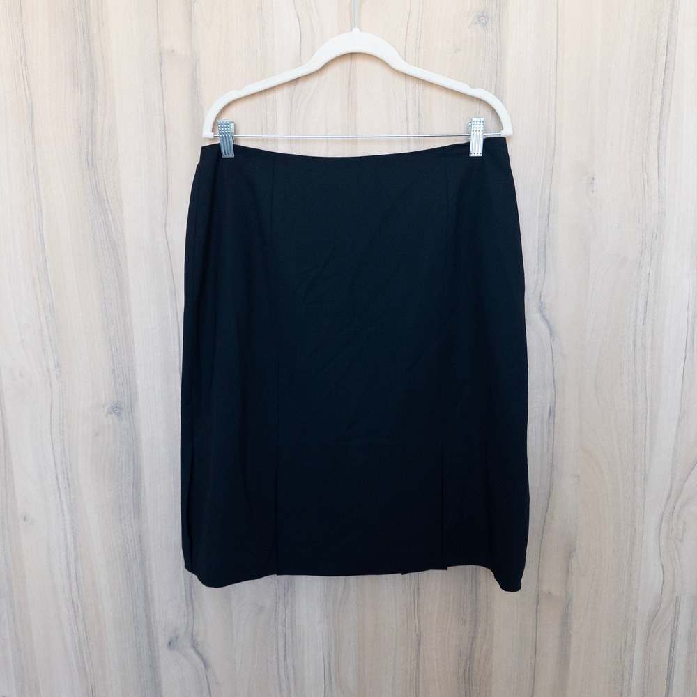 Dana Buchman Womens Wool Skirt 14 Black Pencil Side Zip Career Classic Luxury